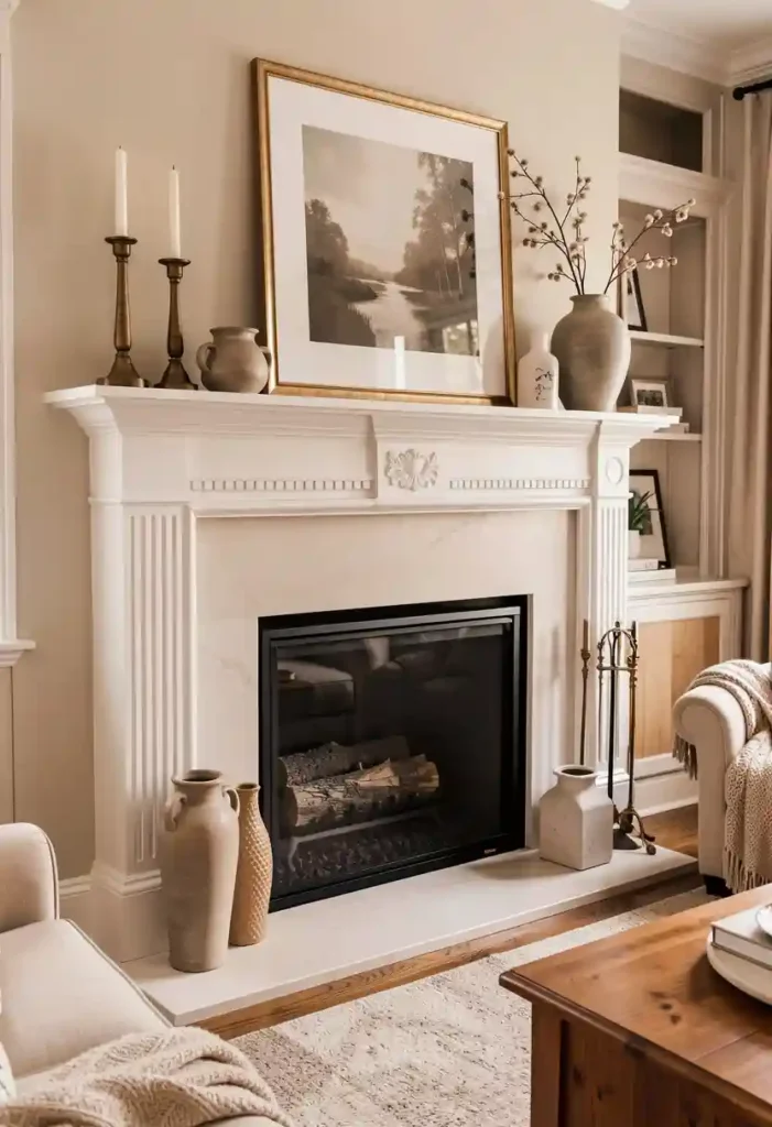 Classic Mantel Styling with Layered Decor