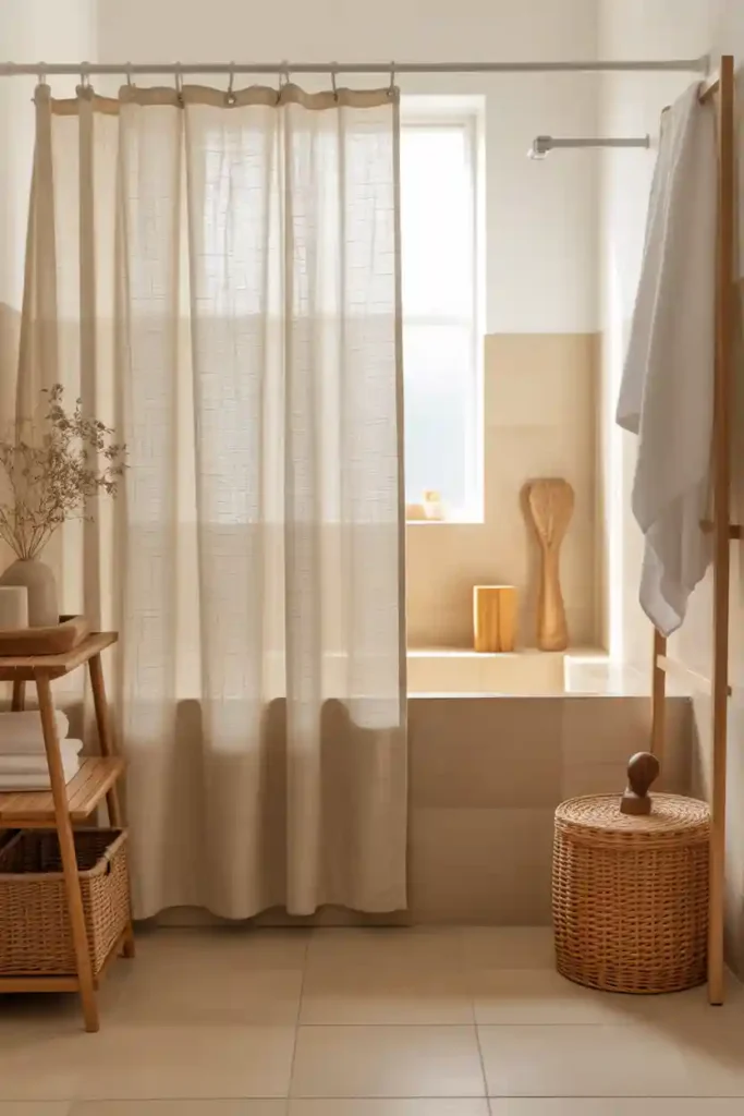 . Neutral Linen Curtains For Spa Calm