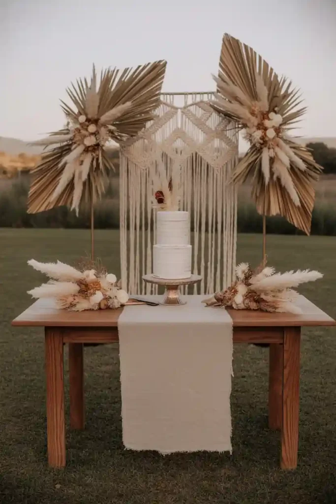 Boho Pampas Grass Cake Styling