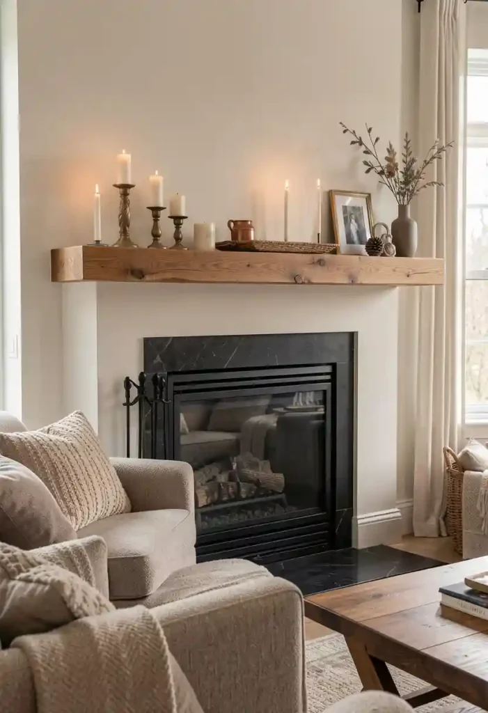 Fireplace with Floating Mantel Shelf