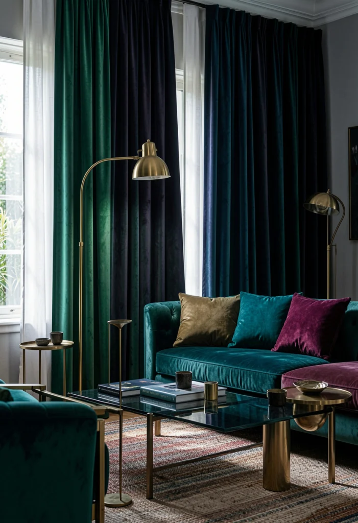Floor-to-Ceiling Curtains in Rich Fabrics