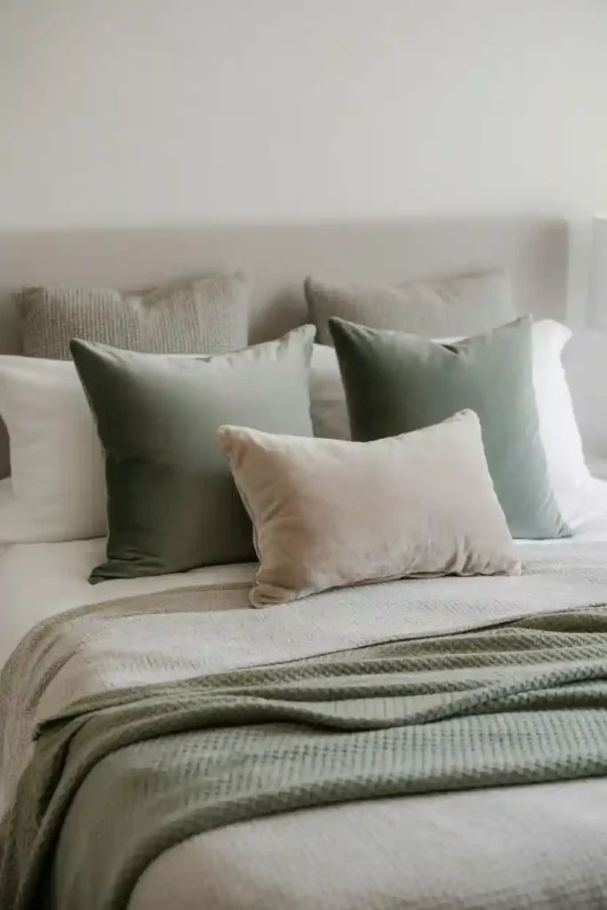 Layered Sage And Grey Textured Bedding