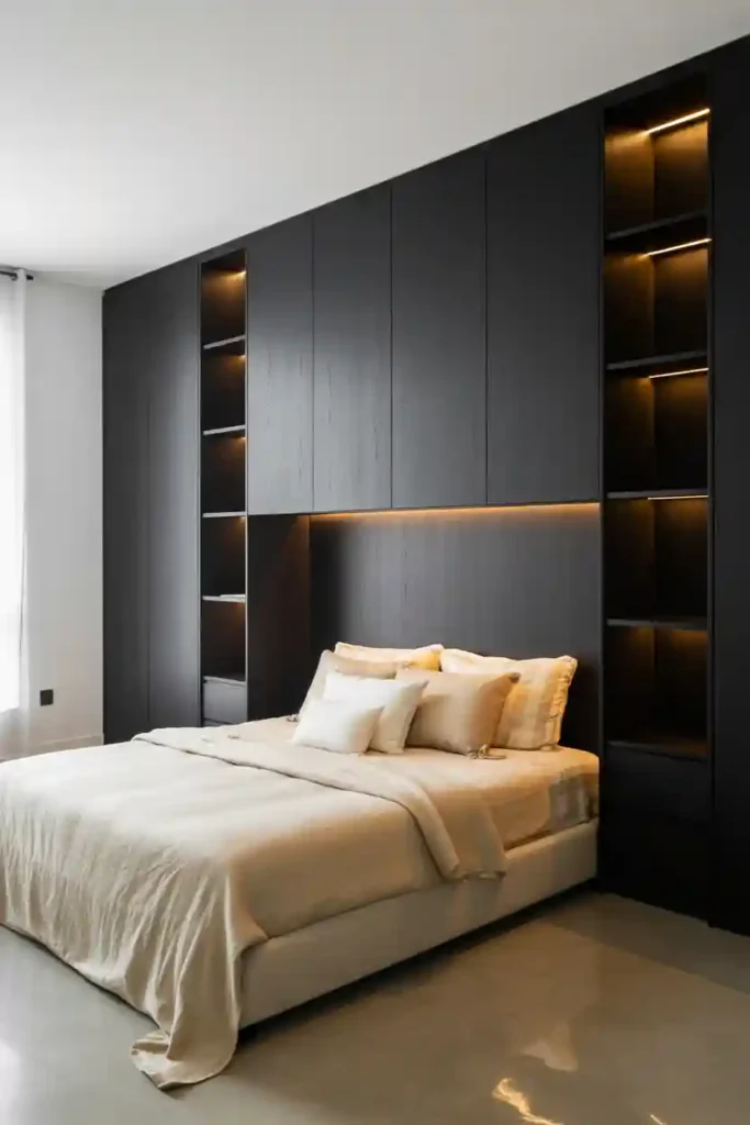  Black Built-In Storage Wall