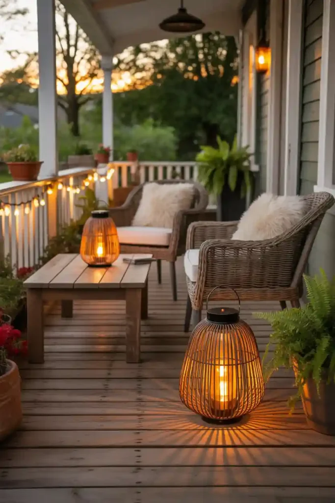  Lantern-Lit Evening Porch Setup