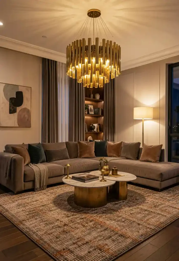 Sectional with Statement Lighting
