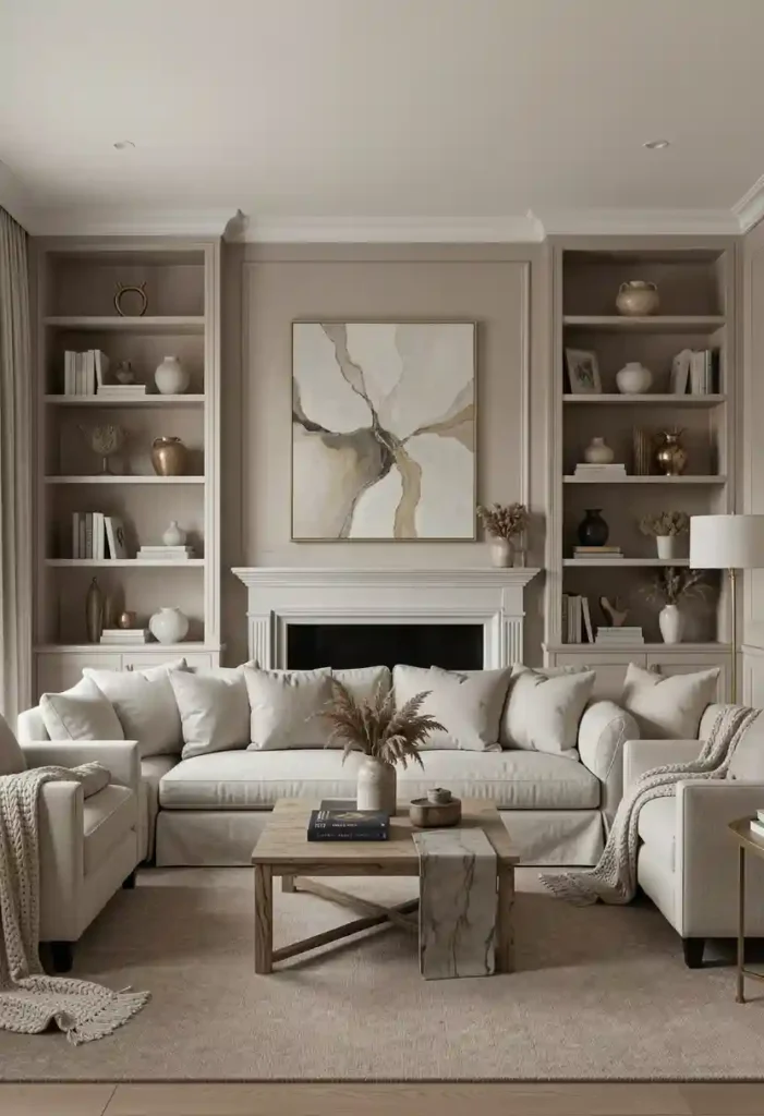 Symmetrical Built-In Shelving Design