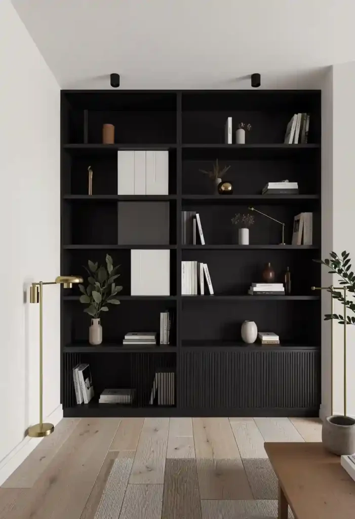 Color-Contrasted Built-In Shelves
