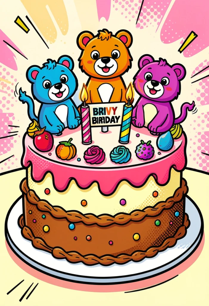 Cartoon Comic Style Cake