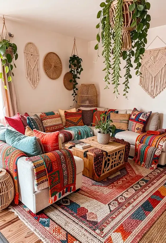 Sectional in a Boho-Inspired Space