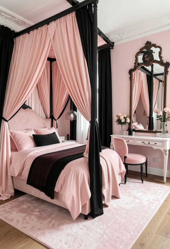 Soft Romantic Pink with Subtle Black Touches