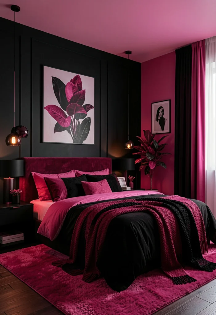 Bold Contrast Bedroom with Balanced Tones