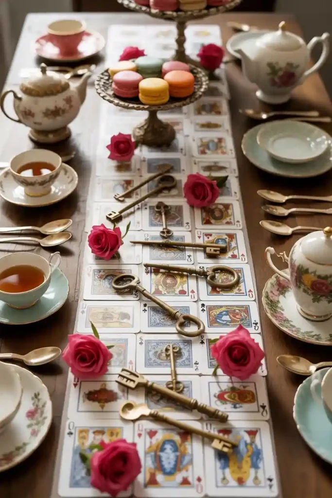 Wonderland Table Runner with Playing Cards