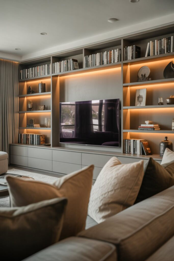 Built-In TV Wall with Shelving