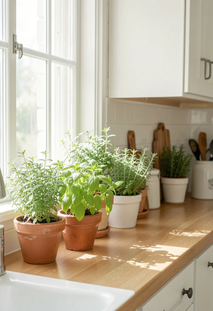 Fresh Herbs and Greenery Display