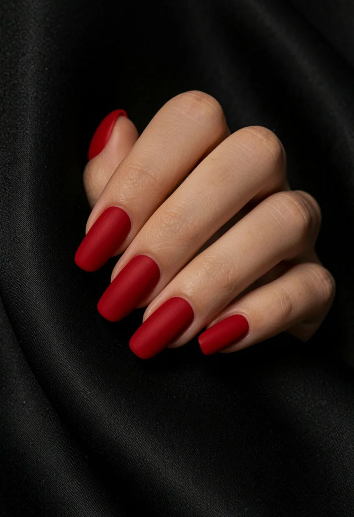 Matte Red Nail Design