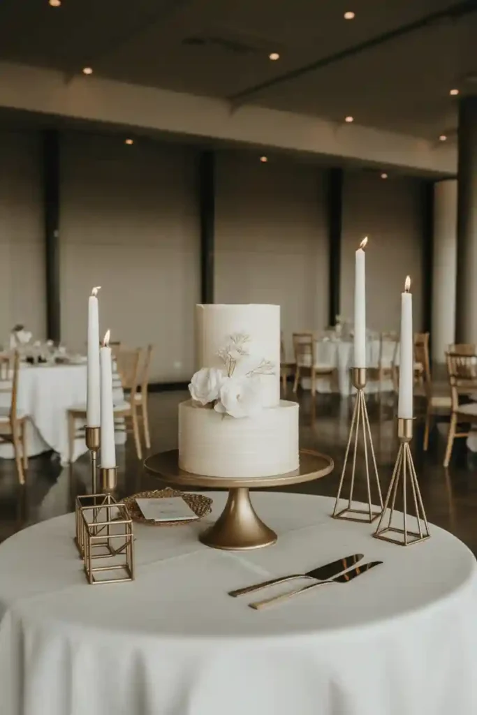 Minimalist White & Gold Cake Display