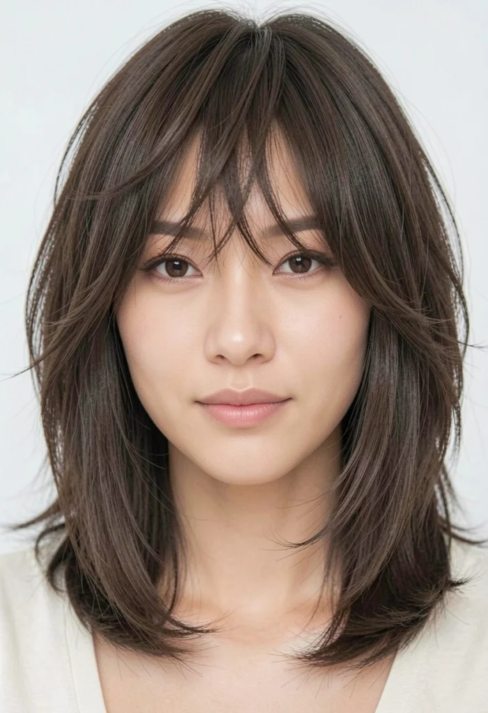 Shoulder-Length Layers with Wispy Bangs