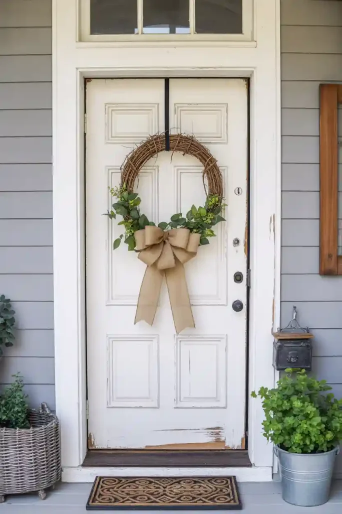 Burlap Bow Grapevine Wreath
