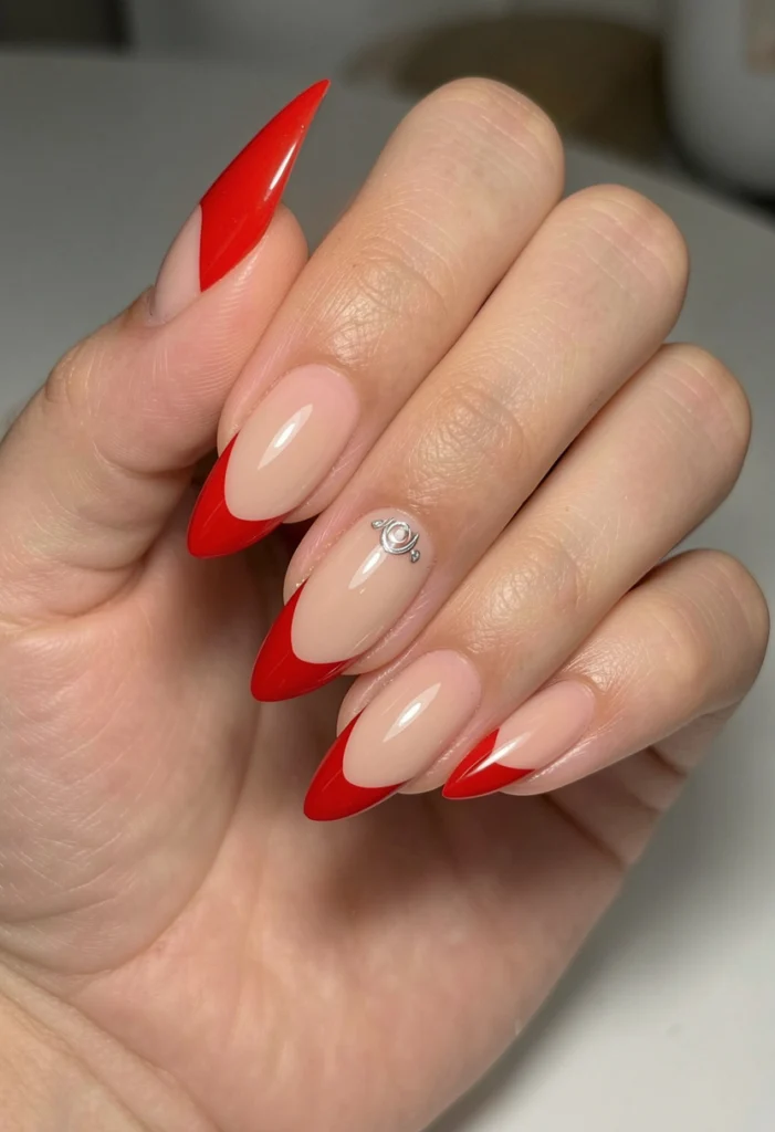 Red French Tip Nails