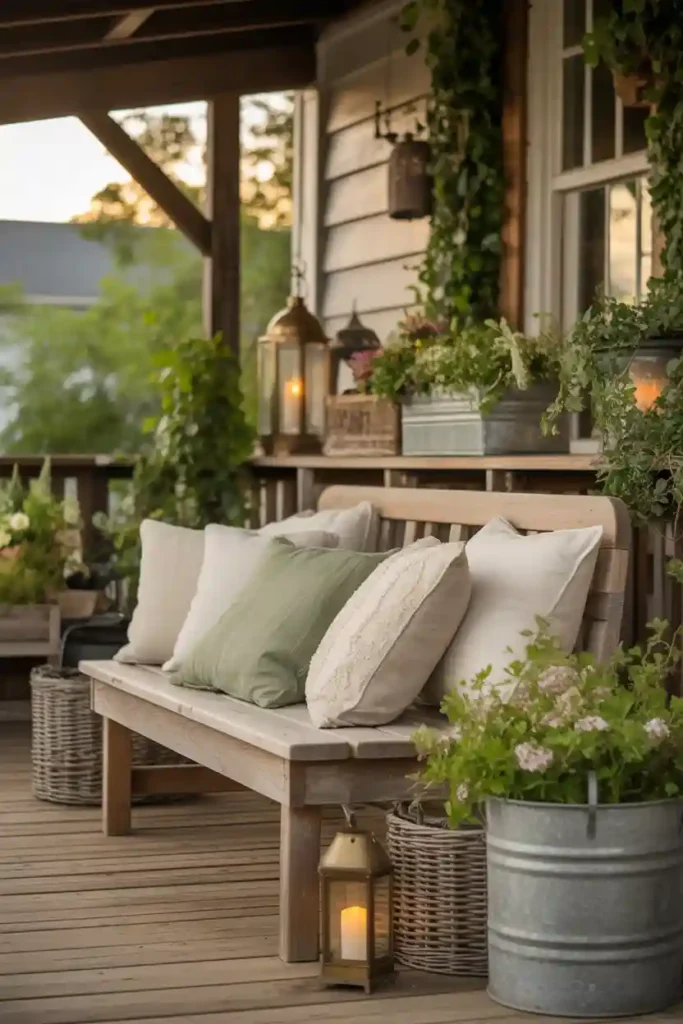 Rustic Wooden Bench Styling