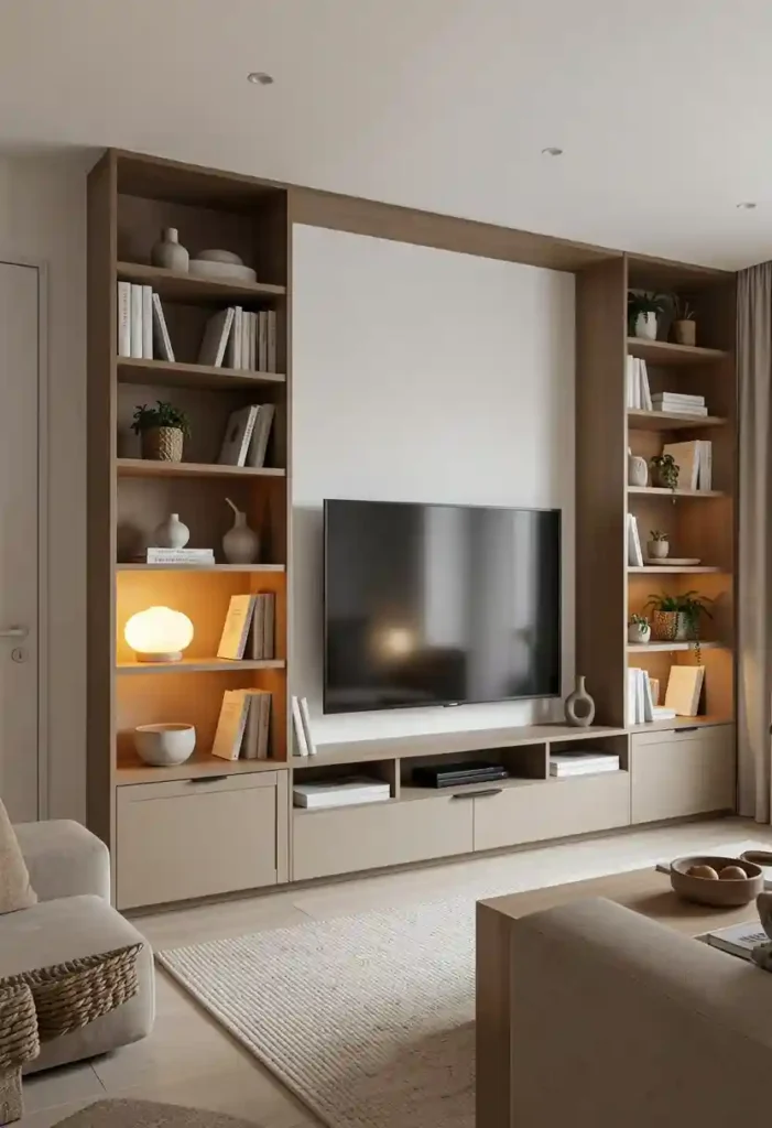 Built-In Shelves with a TV Unit