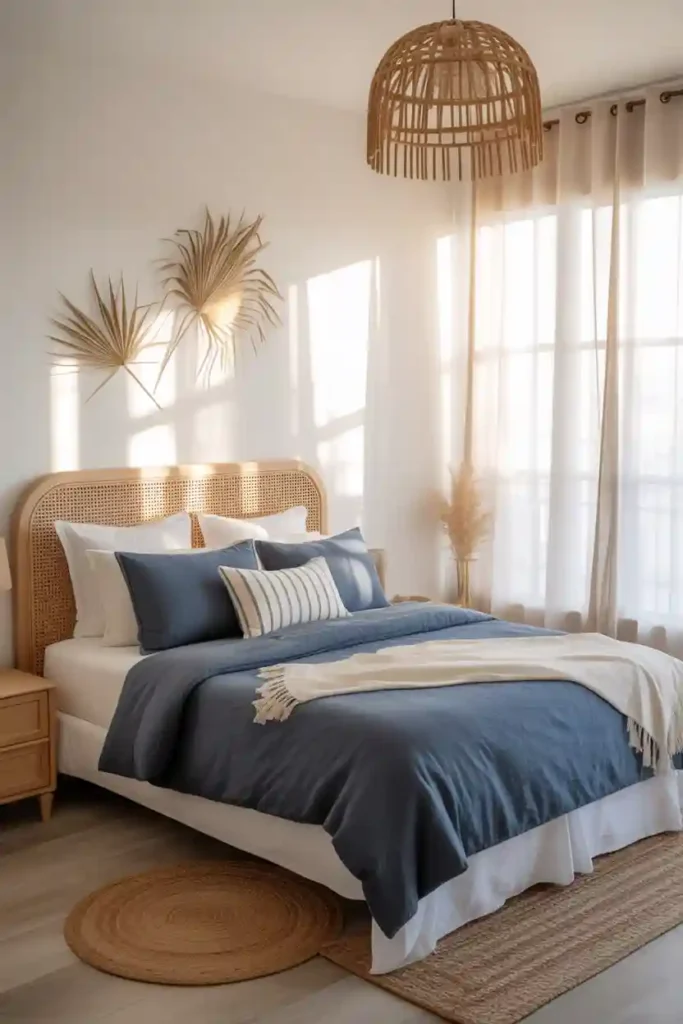  Coastal Navy Blue Bedroom With Breezy Textures