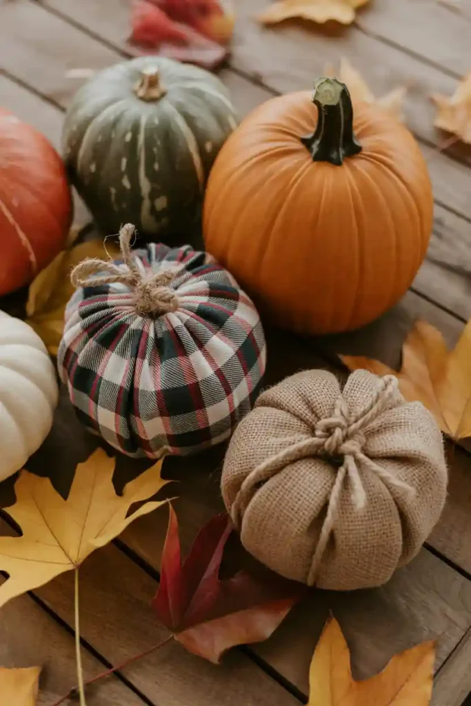 Fabric-Wrapped Pumpkins