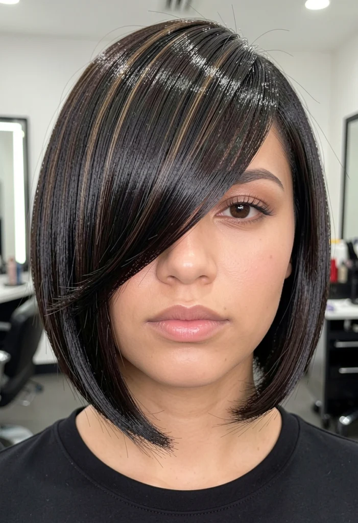Layered Bob with Side-Swept Bangs