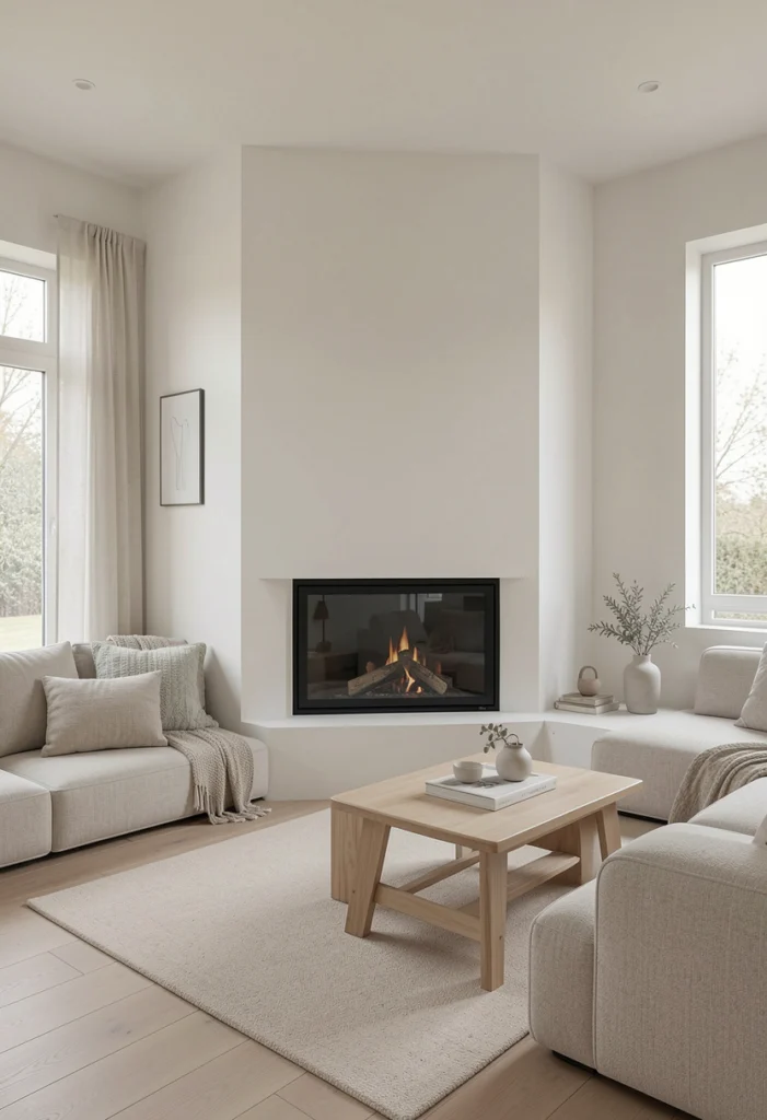 Minimalist Corner Fireplace Design