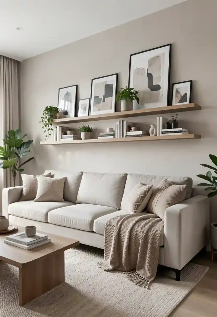 Floating Shelf Above the Sofa