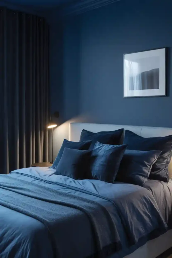  Moody Navy Blue Monochrome Bedroom Look