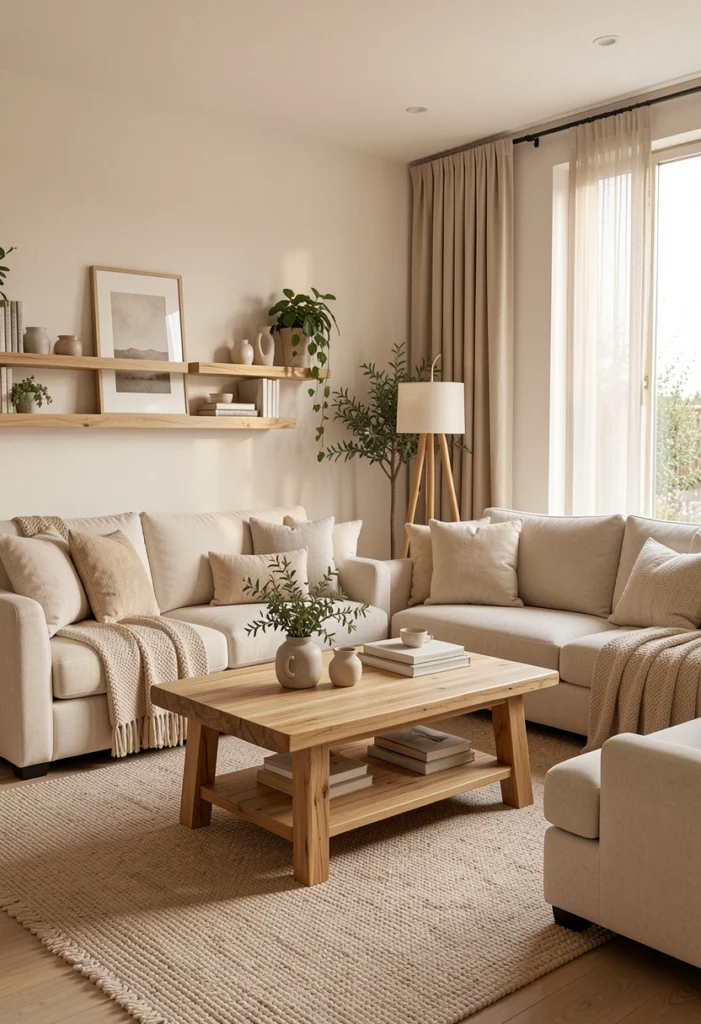 Natural Wood Accents for Warmth