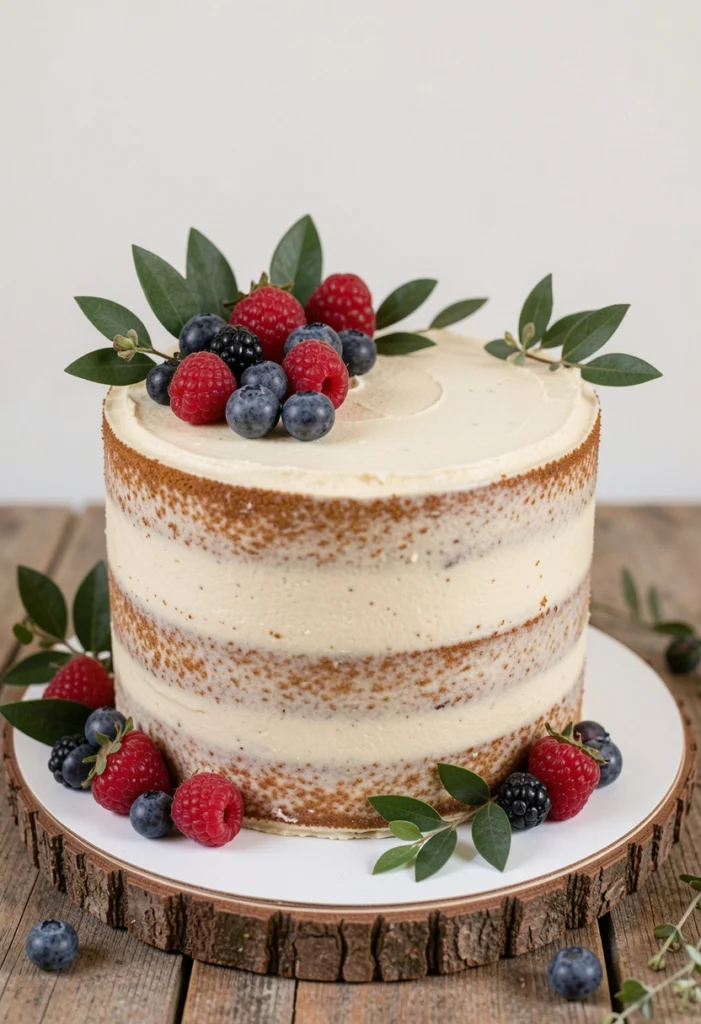 Rustic Naked Cake with Berries