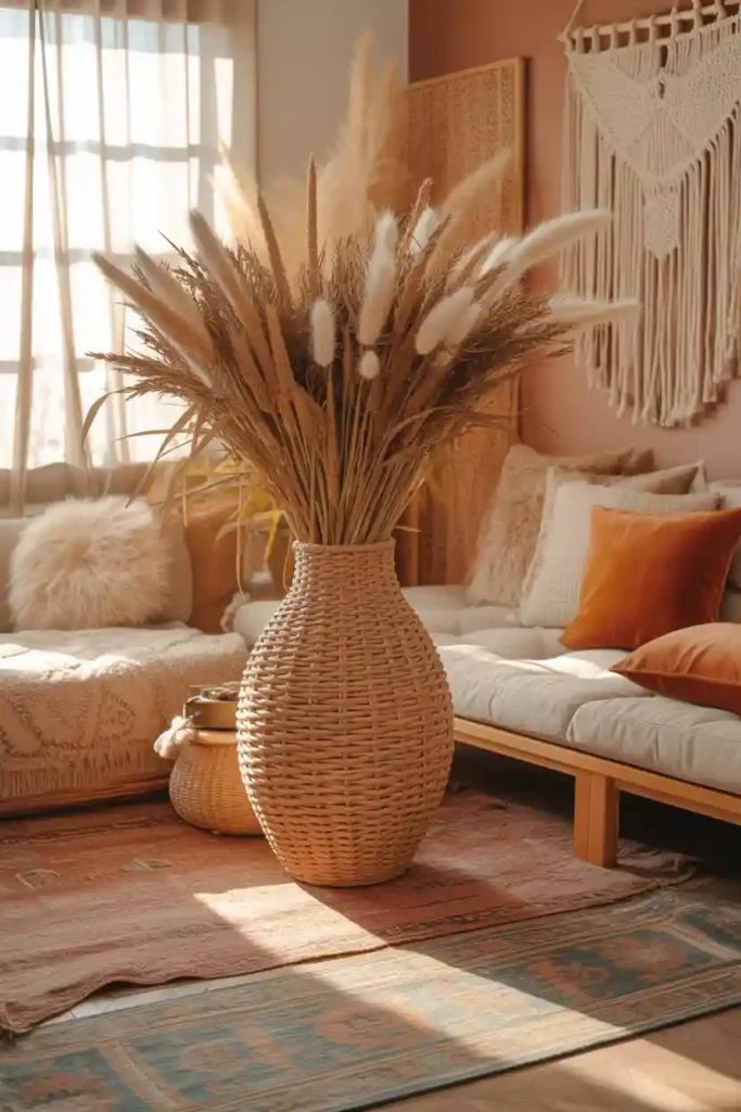 Rustic Woven Floor Vase Accent