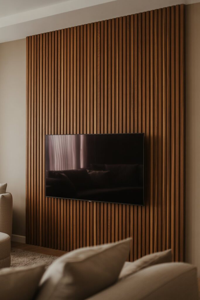 TV Wall with Vertical Slats