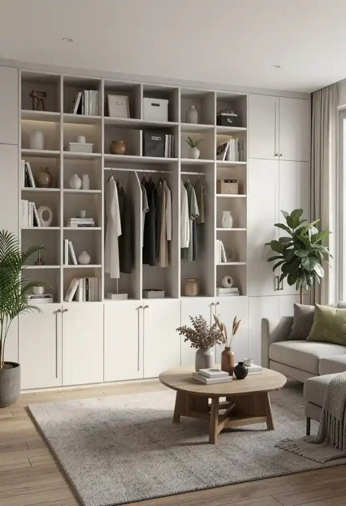 Built-In Shelves with Hidden Storage