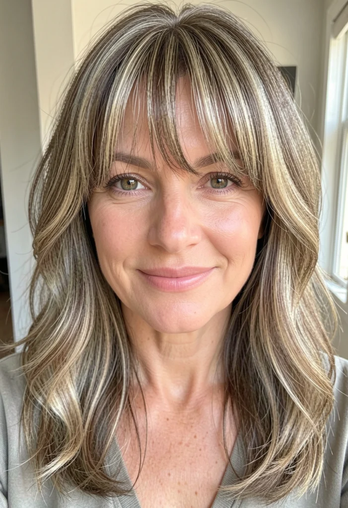  Curtain Bangs with Layered Hair