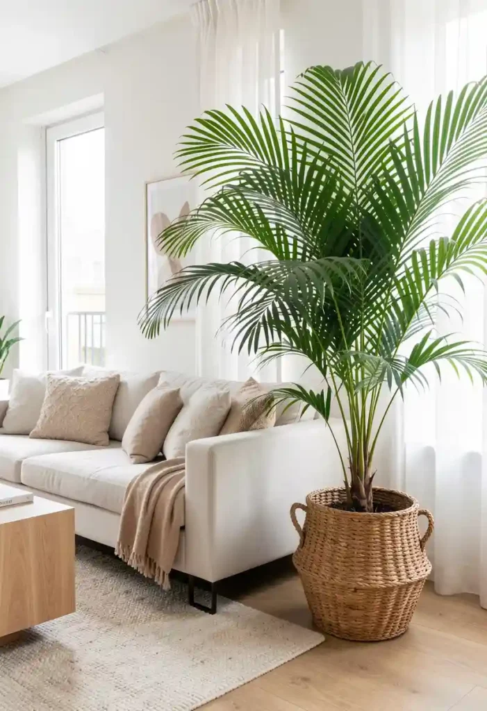 Large Planters Beside the Sofa