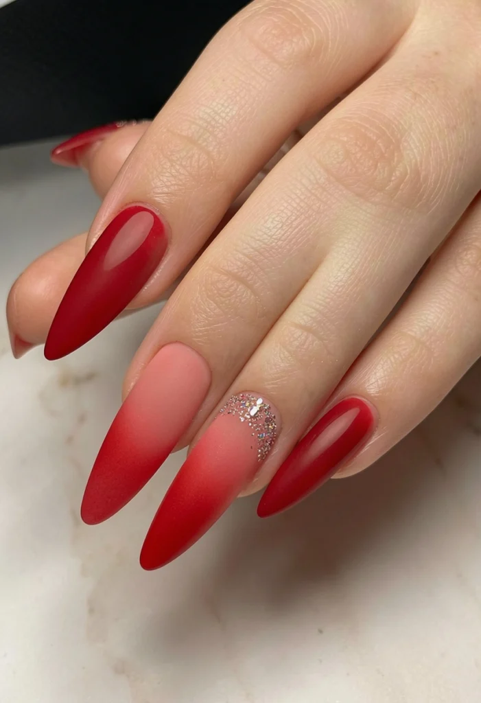 . Red Ombre Nail Design