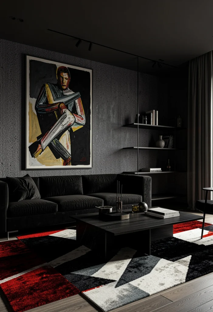 Statement Artwork in Dark Interiors
