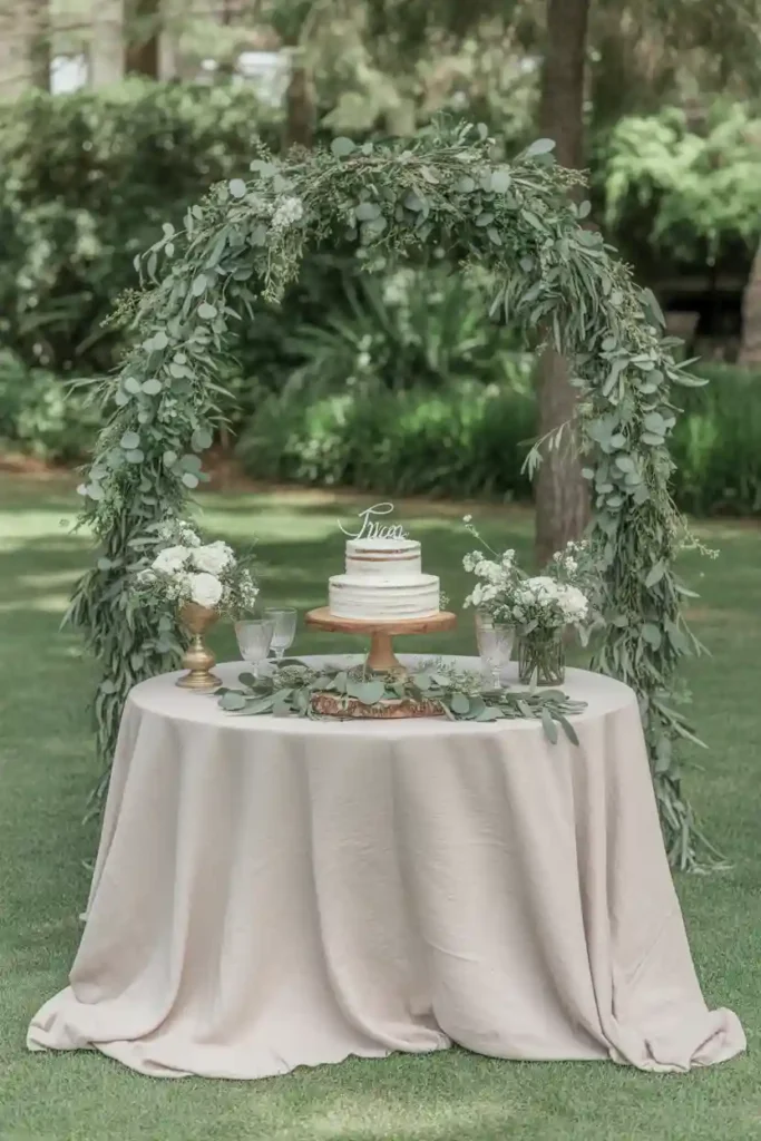 Greenery Arch Cake Table Backdrop