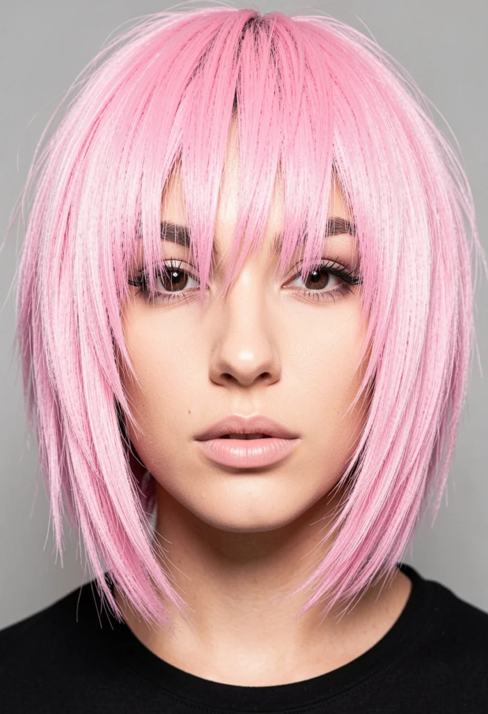 Short Layered Cut with Blunt Bangs