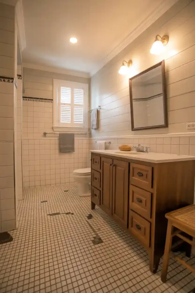 Farmhouse Black And White Tile Flooring