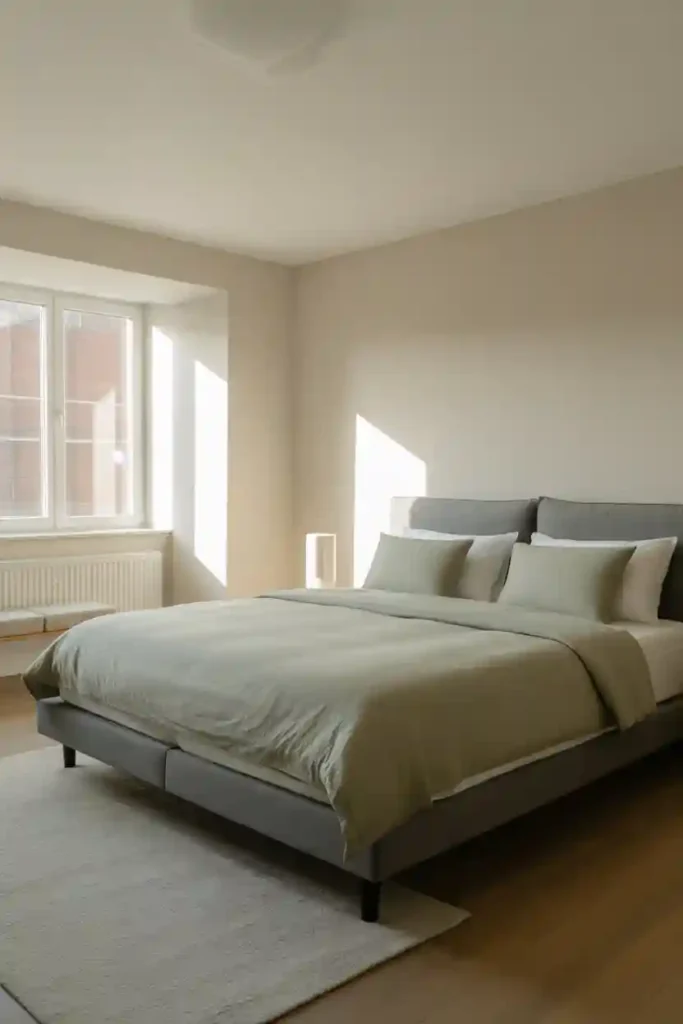 Minimalist Sage And Grey Bedroom Styling