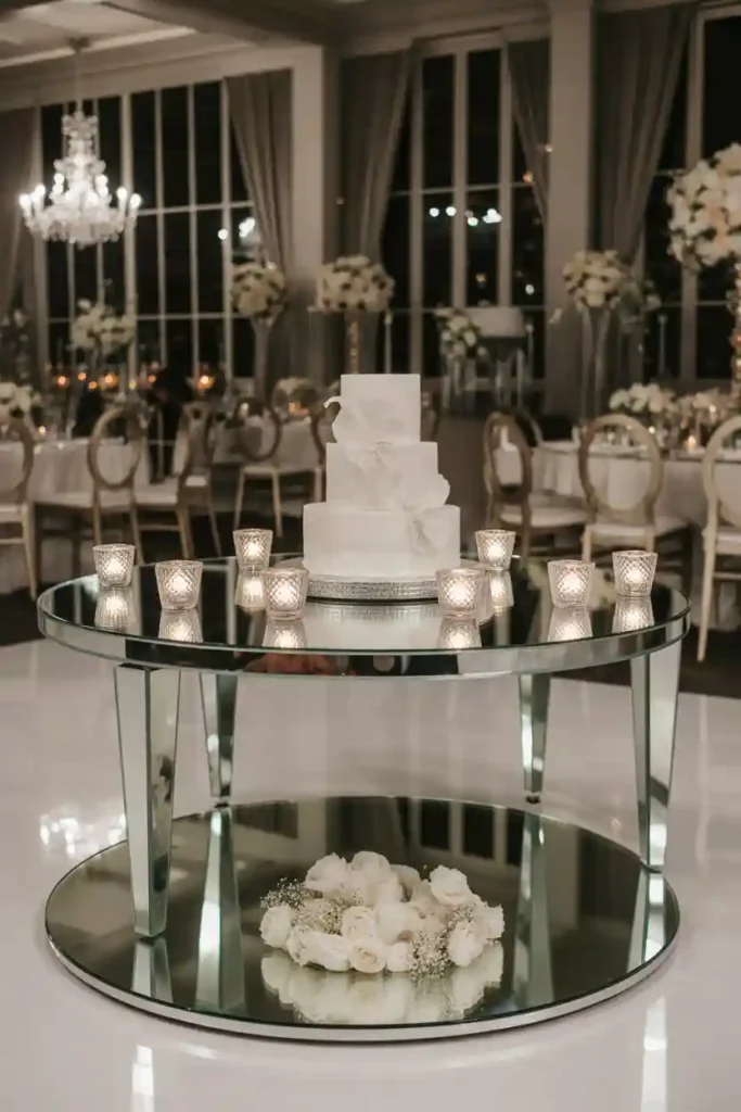 Mirror Top Elegant Cake Table