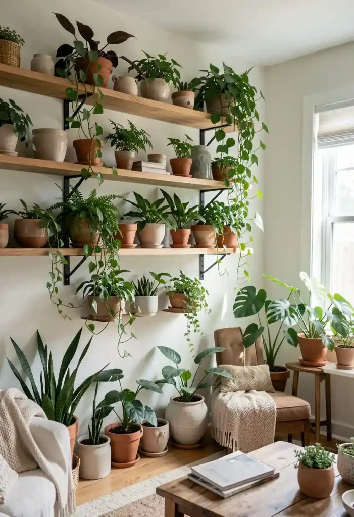 Plant-Filled Wall Shelves