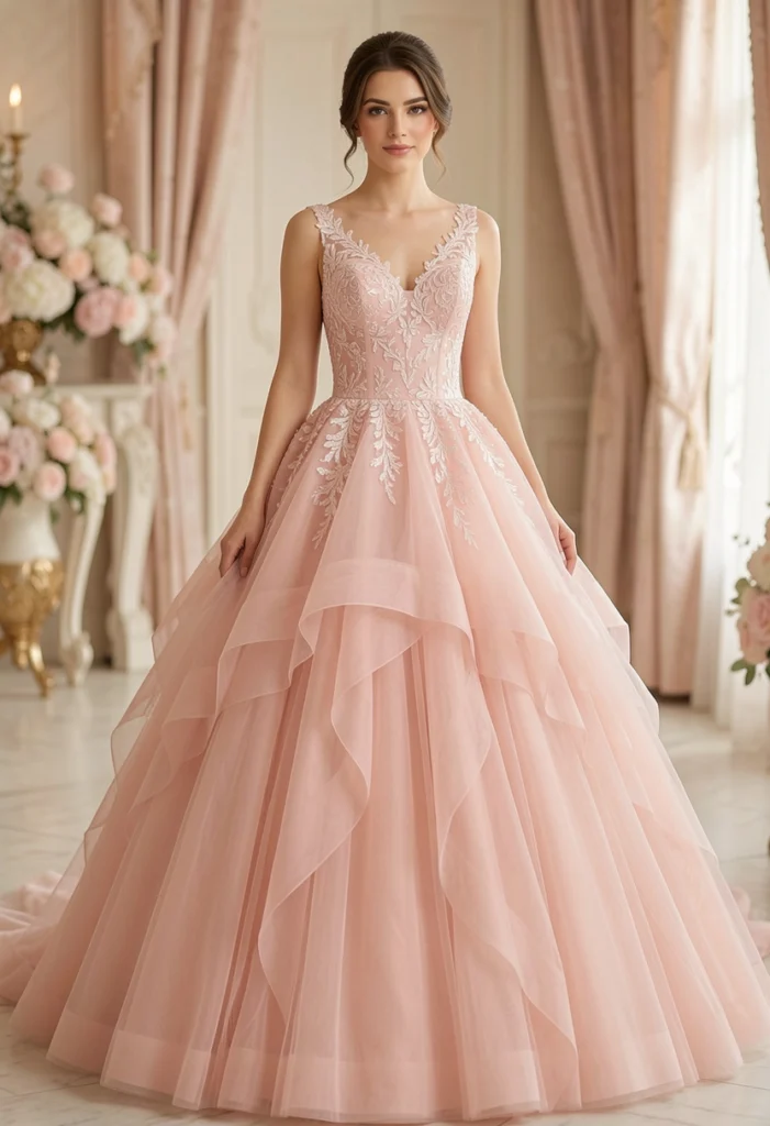 Blush Ball Gown with Tulle Layers