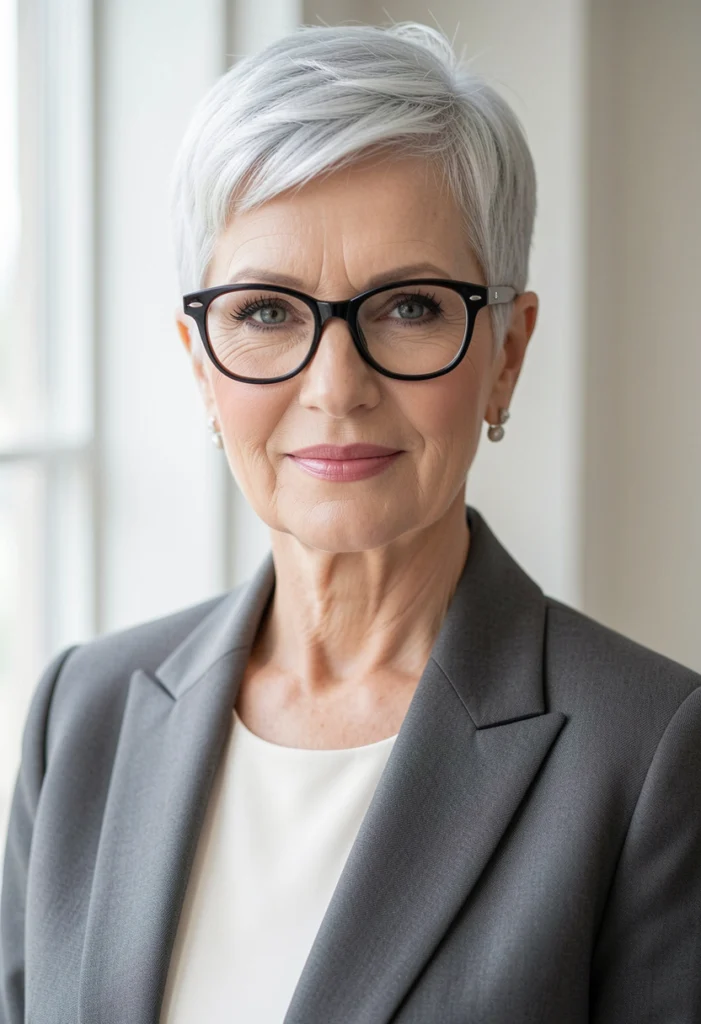  Classic Pixie Cut with Glasses