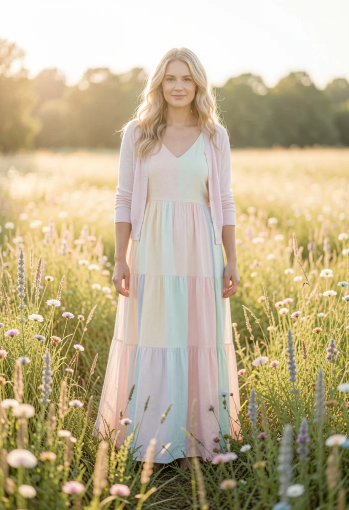 Flowy Maxi Dress with Lightweight Cardigan