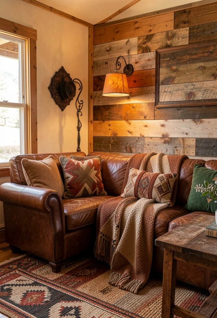 Leather Sofa with Warm Earth Tones